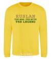 Sweatshirt Ruslan the man the myth the legend yellow фото
