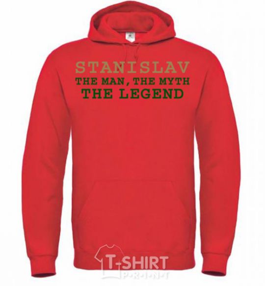 Men`s hoodie Stanislav the man the myth the legend bright-red фото