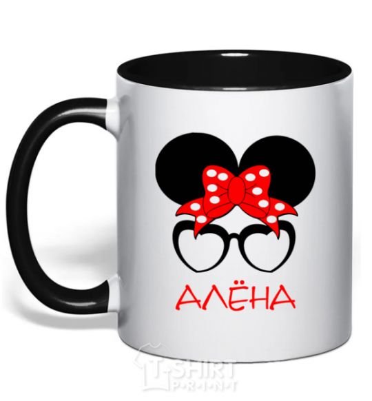 Mug with a colored handle Alyona minnie black фото