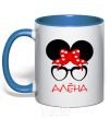 Mug with a colored handle Alyona minnie royal-blue фото