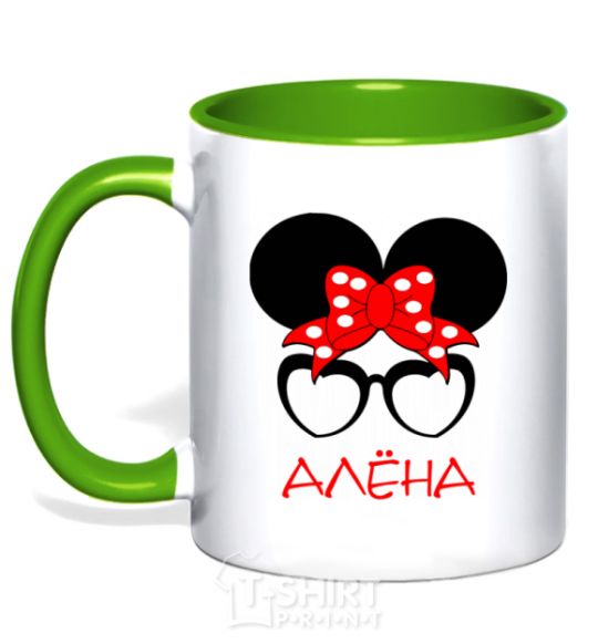 Mug with a colored handle Alyona minnie kelly-green фото