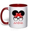 Mug with a colored handle Alyona minnie red фото