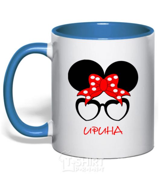 Mug with a colored handle Irina minnie royal-blue фото