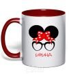 Mug with a colored handle Irina minnie red фото