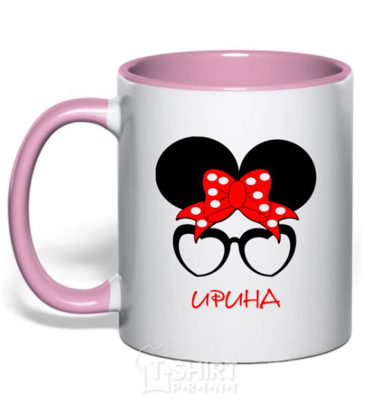 Mug with a colored handle Irina minnie light-pink фото