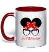 Mug with a colored handle Angelina minnie red фото