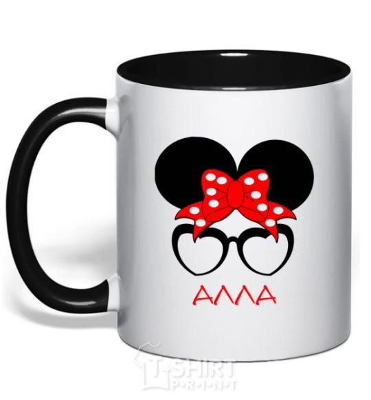 Mug with a colored handle Alla minnie black фото
