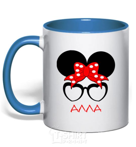 Mug with a colored handle Alla minnie royal-blue фото