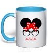 Mug with a colored handle Alla minnie sky-blue фото