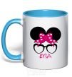 Mug with a colored handle Eva minnie sky-blue фото