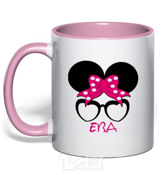 Mug with a colored handle Eva minnie light-pink фото