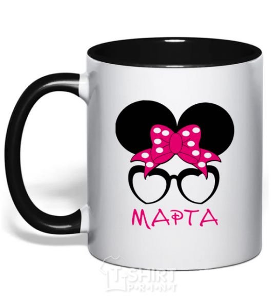 Mug with a colored handle Martha minnie black фото