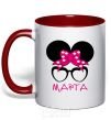 Mug with a colored handle Martha minnie red фото