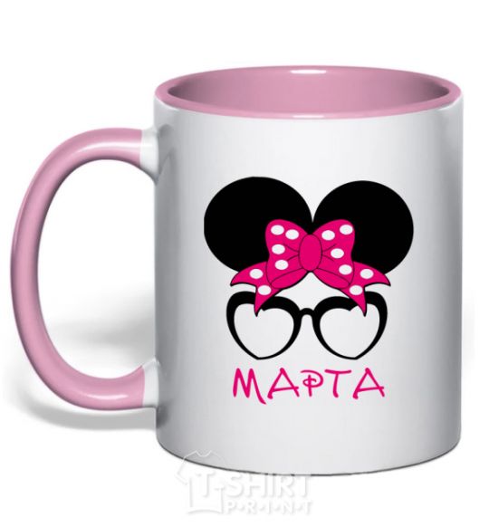 Mug with a colored handle Martha minnie light-pink фото