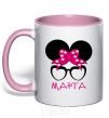 Mug with a colored handle Martha minnie light-pink фото