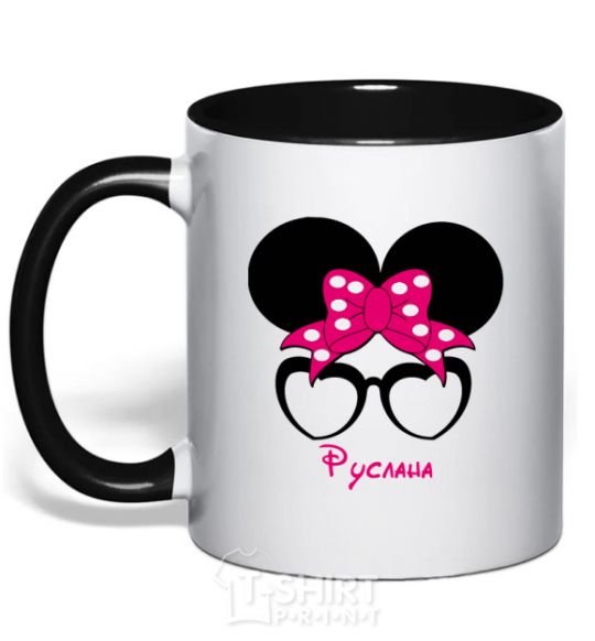 Mug with a colored handle Ruslana minnie black фото