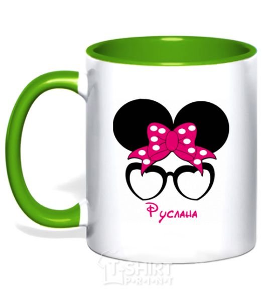 Mug with a colored handle Ruslana minnie kelly-green фото