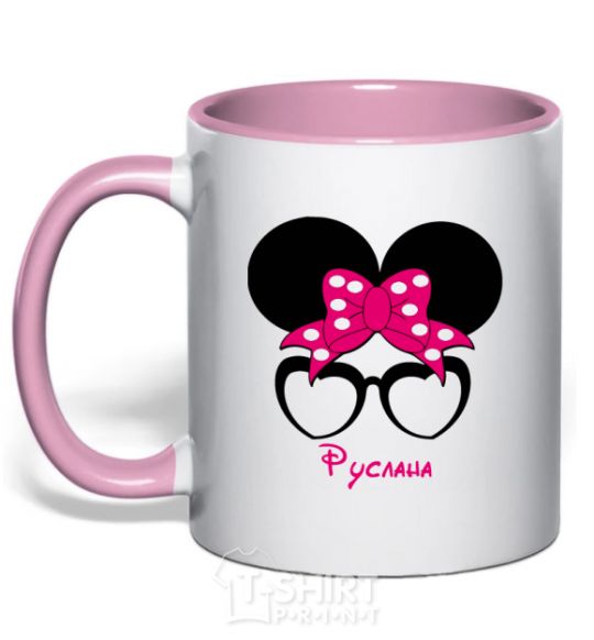 Mug with a colored handle Ruslana minnie light-pink фото