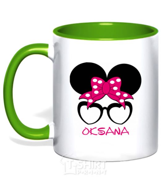 Mug with a colored handle Oksana minnie kelly-green фото