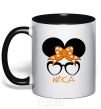 Mug with a colored handle Nika minnie black фото