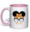 Mug with a colored handle Nika minnie light-pink фото