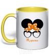 Mug with a colored handle Mariana minnie yellow фото