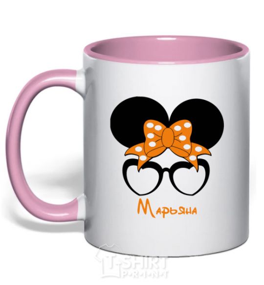 Mug with a colored handle Mariana minnie light-pink фото