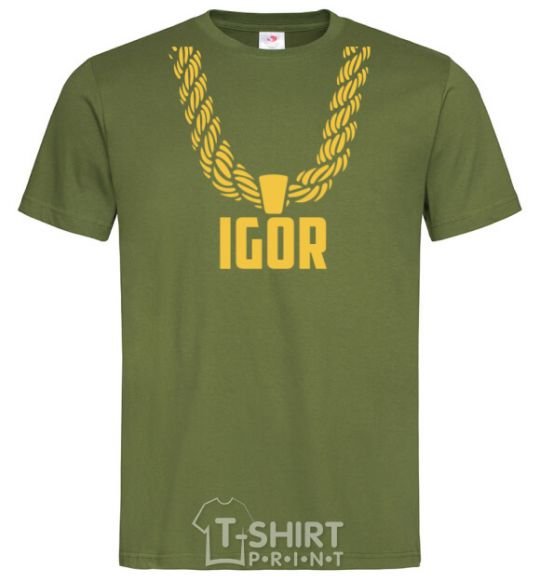 Men's T-Shirt Igor gold chain millennial-khaki фото