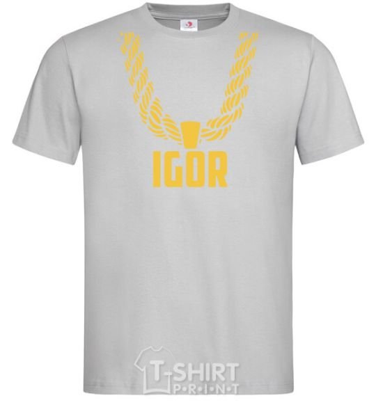 Men's T-Shirt Igor gold chain grey фото