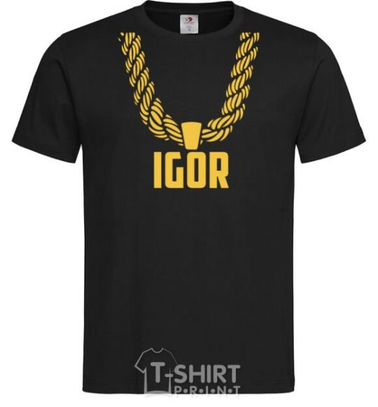 Men's T-Shirt Igor gold chain black фото