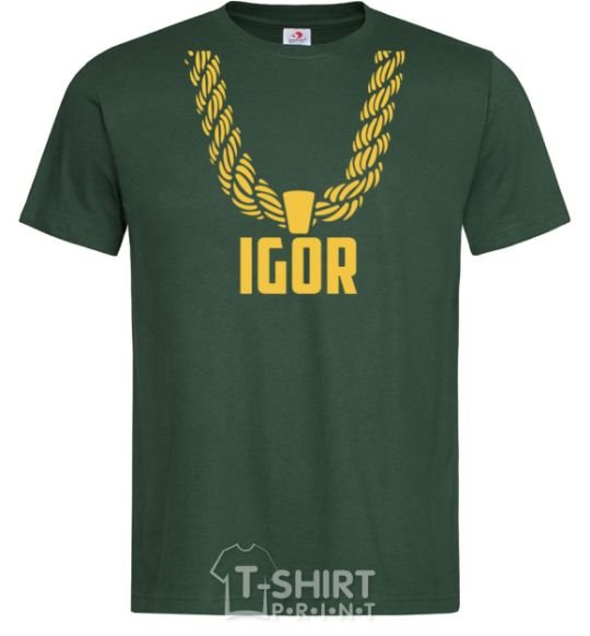 Мужская футболка Igor золотая цепь Темно-зеленый фото