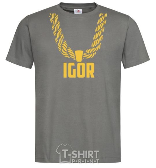 Men's T-Shirt Igor gold chain dark-grey фото