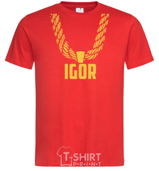 Men's T-Shirt Igor gold chain red фото