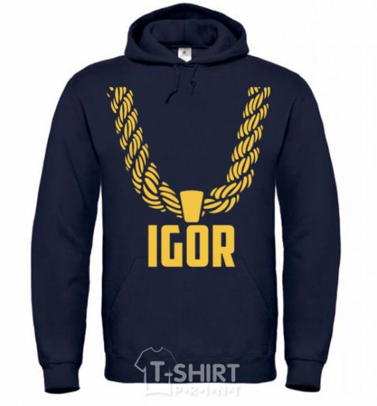 Men`s hoodie Igor gold chain navy-blue фото