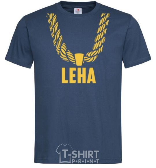 Men's T-Shirt Leha gold chain navy-blue фото