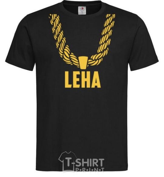 Men's T-Shirt Leha gold chain black фото