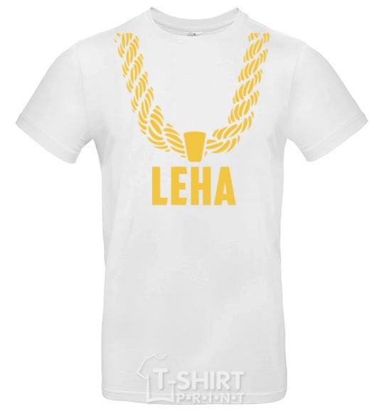 Men's T-Shirt Leha gold chain White фото