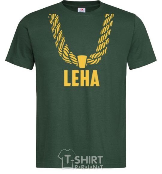 Men's T-Shirt Leha gold chain bottle-green фото