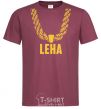 Men's T-Shirt Leha gold chain burgundy фото