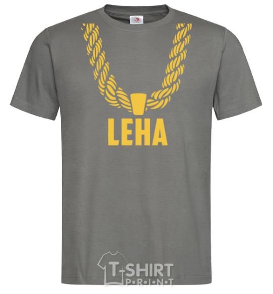 Men's T-Shirt Leha gold chain dark-grey фото