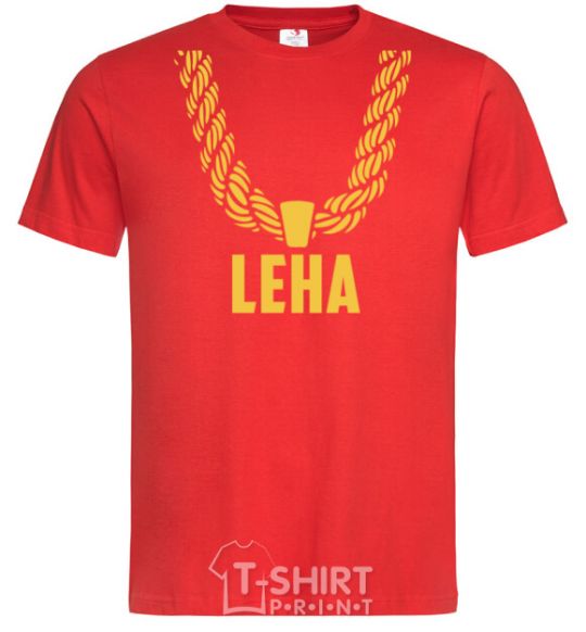 Men's T-Shirt Leha gold chain red фото