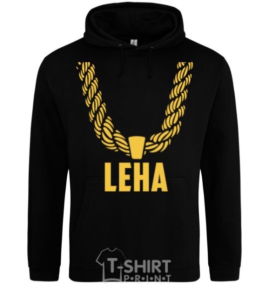 Men`s hoodie Leha gold chain black фото