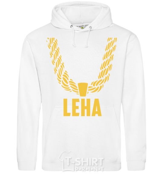 Men`s hoodie Leha gold chain White фото