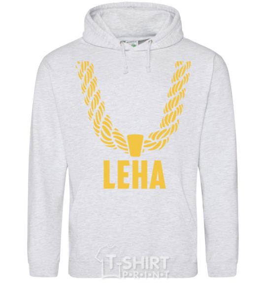 Men`s hoodie Leha gold chain sport-grey фото