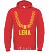 Men`s hoodie Leha gold chain bright-red фото