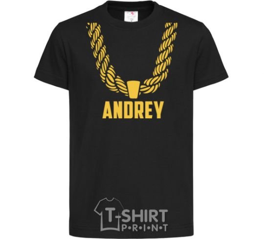 Детская футболка Andrey золотая цепь Черный фото
