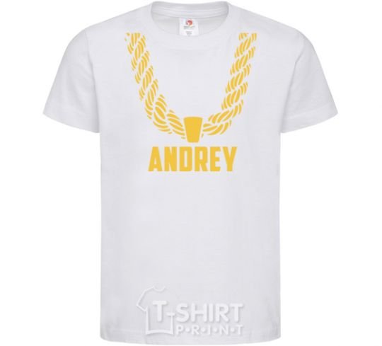Детская футболка Andrey золотая цепь Белый фото