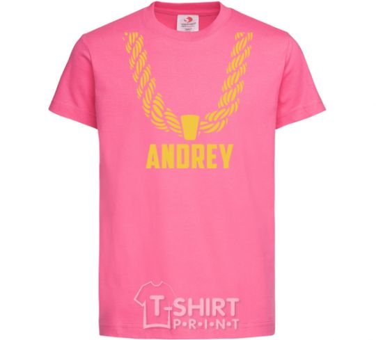 Детская футболка Andrey золотая цепь Ярко-розовый фото