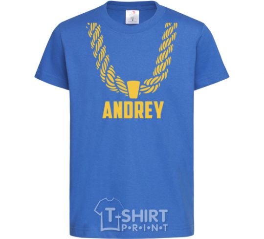 Детская футболка Andrey золотая цепь Ярко-синий фото