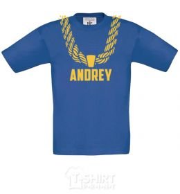 Kids T-shirt Andrey gold chain royal-blue фото